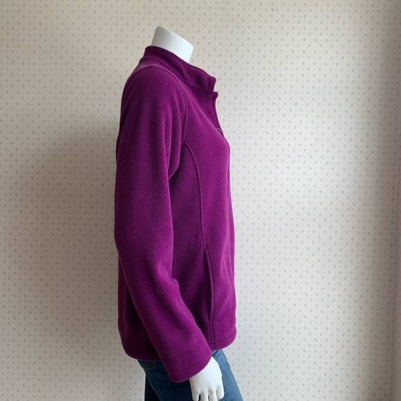 LL Bean Purple Button Down Fleece Jacket sz Medium PW5 - Picture 2 of 6